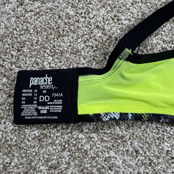 Panache Wireless Neon Pattern Lined Sport Bra Size 34DD - Picture 7 of 13